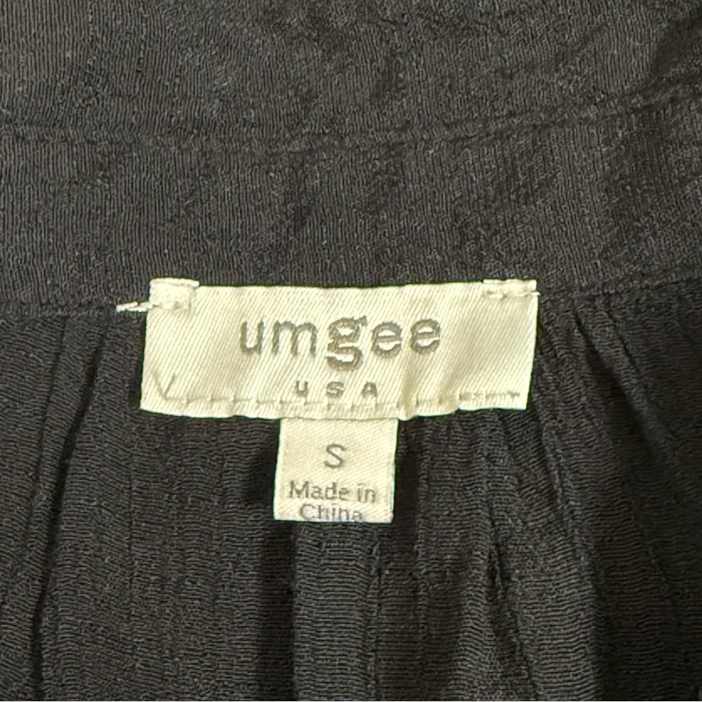 Umgee Black Button Front Tunic Top Small Boho Flowy Long Sleeve Casual Shirt - Picture 5 of 7